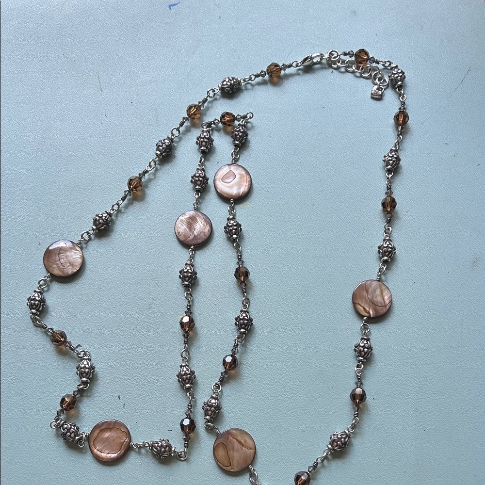 Brighton Silver and Brown Disc Necklace
